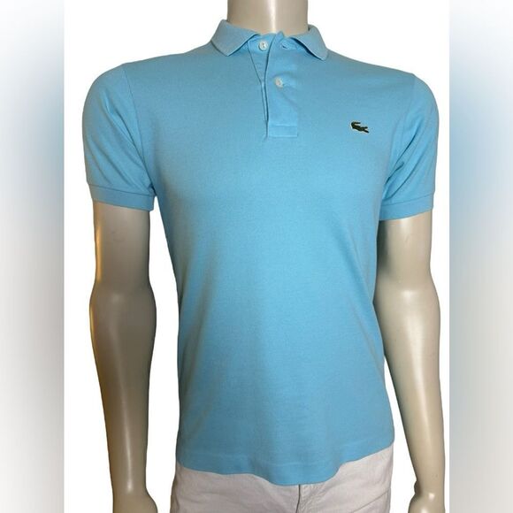 Unisex LaCoste S/S Polo in Light Aqua Blue Excellent Pre-Loved Condition Size 2 - Picture 1 of 4